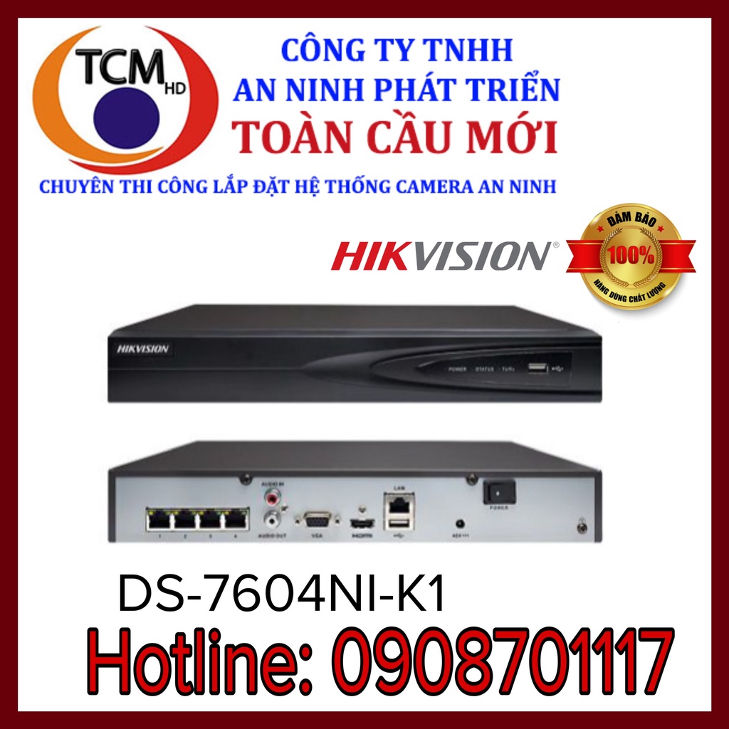 Đầu ghi hình camera IP 4 kênh Ultra HD 4K HIKVISION DS-7604NI-K1