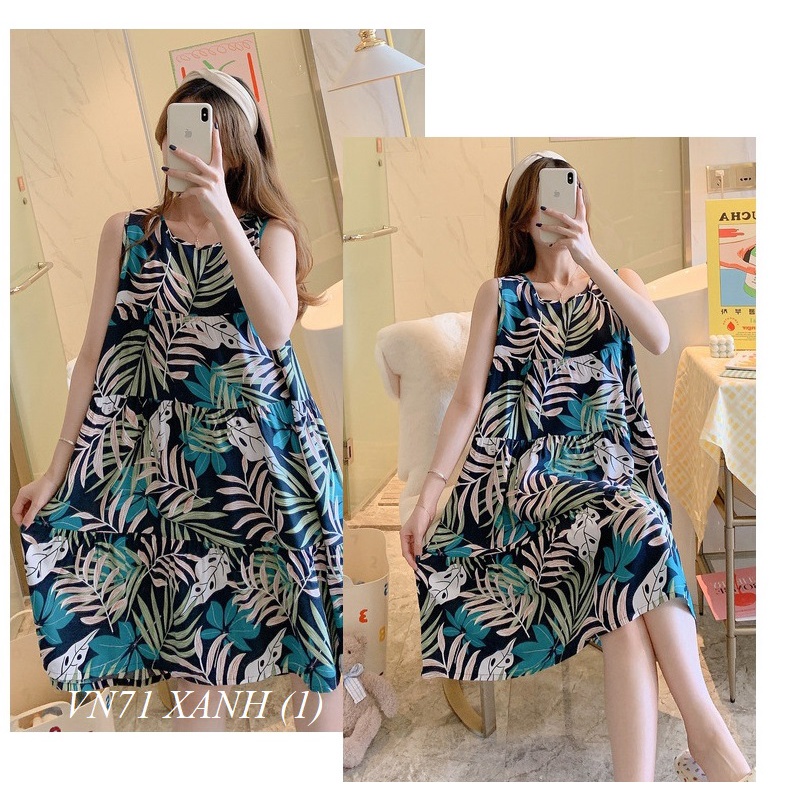 VÁY LANH SĂN Hàng Giao Luôn MẶC NHÀ ĐẦM MẶC NHÀ VN75 FREESIZE NGỰC DƯỚI 100