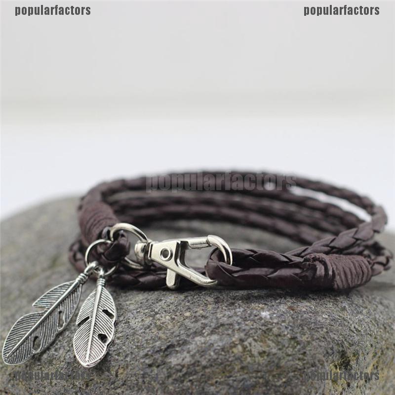 Vòng Tay Da Pu Mặt Lông Vũ