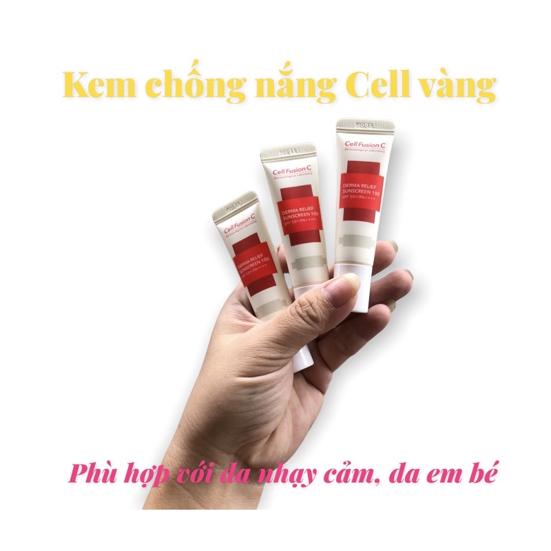 Kem chống nắng Cell vàng Cell Derma Relief mini 10ml date 10/2022