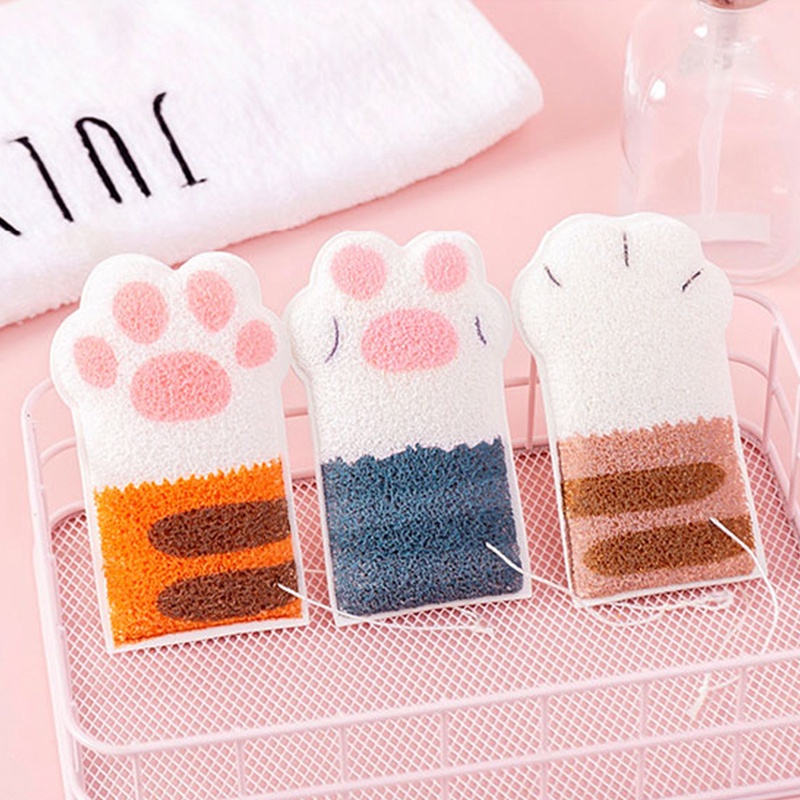 Bông Tắm Cotton Hình Móng Mèo Làm Sạch Sâu Tẩy Tế Bào Chết Chăm Sóc Da