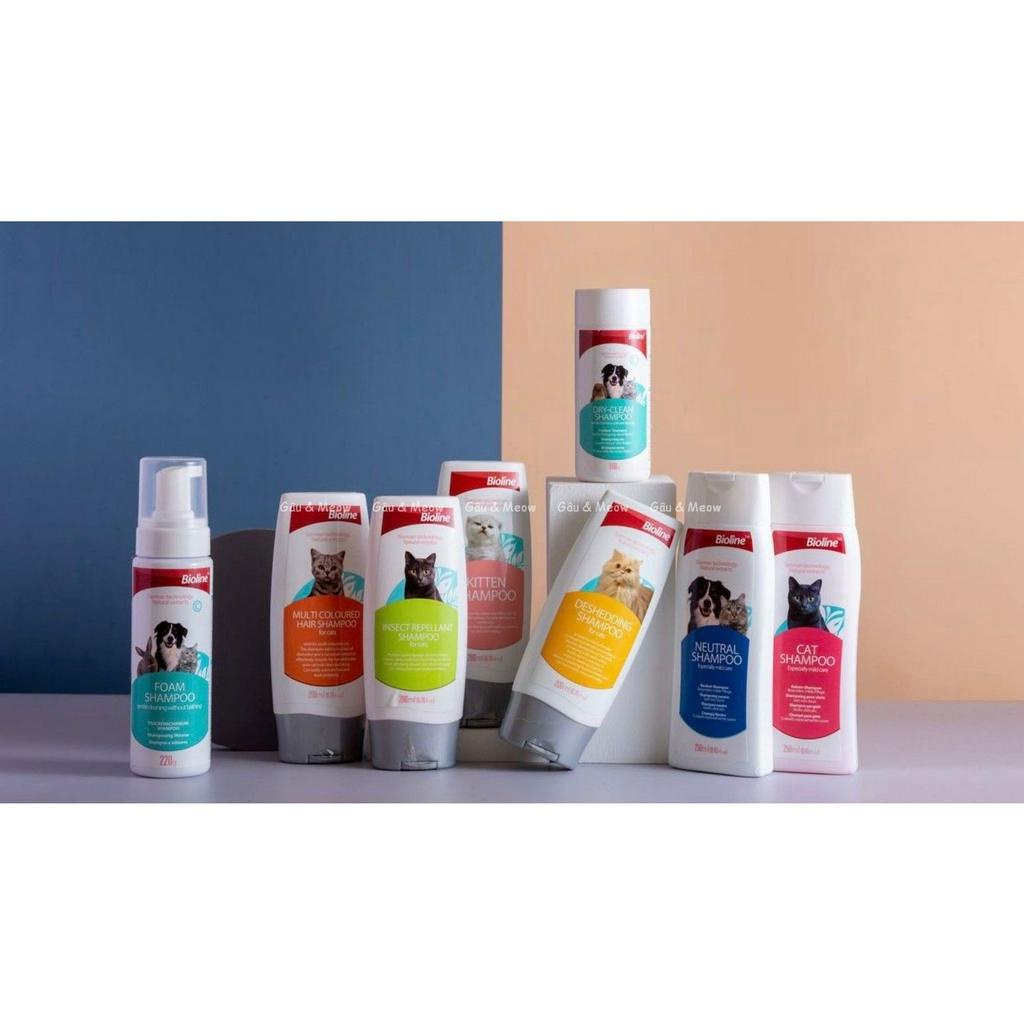 Sữa tắm gội chuyên dùng cho mèo lông dài Bioline Long Hair 250ml giúp lông mềm dễ chải hạn chế xơ rối mèo anh mèo ba tư