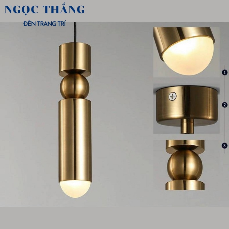 Đèn thả trần hình trụ trang trí phòng khách phòng ngủ bàn ăn quầy bar ánh sáng vàng Led 8W THCN125 Ngọc Thắng