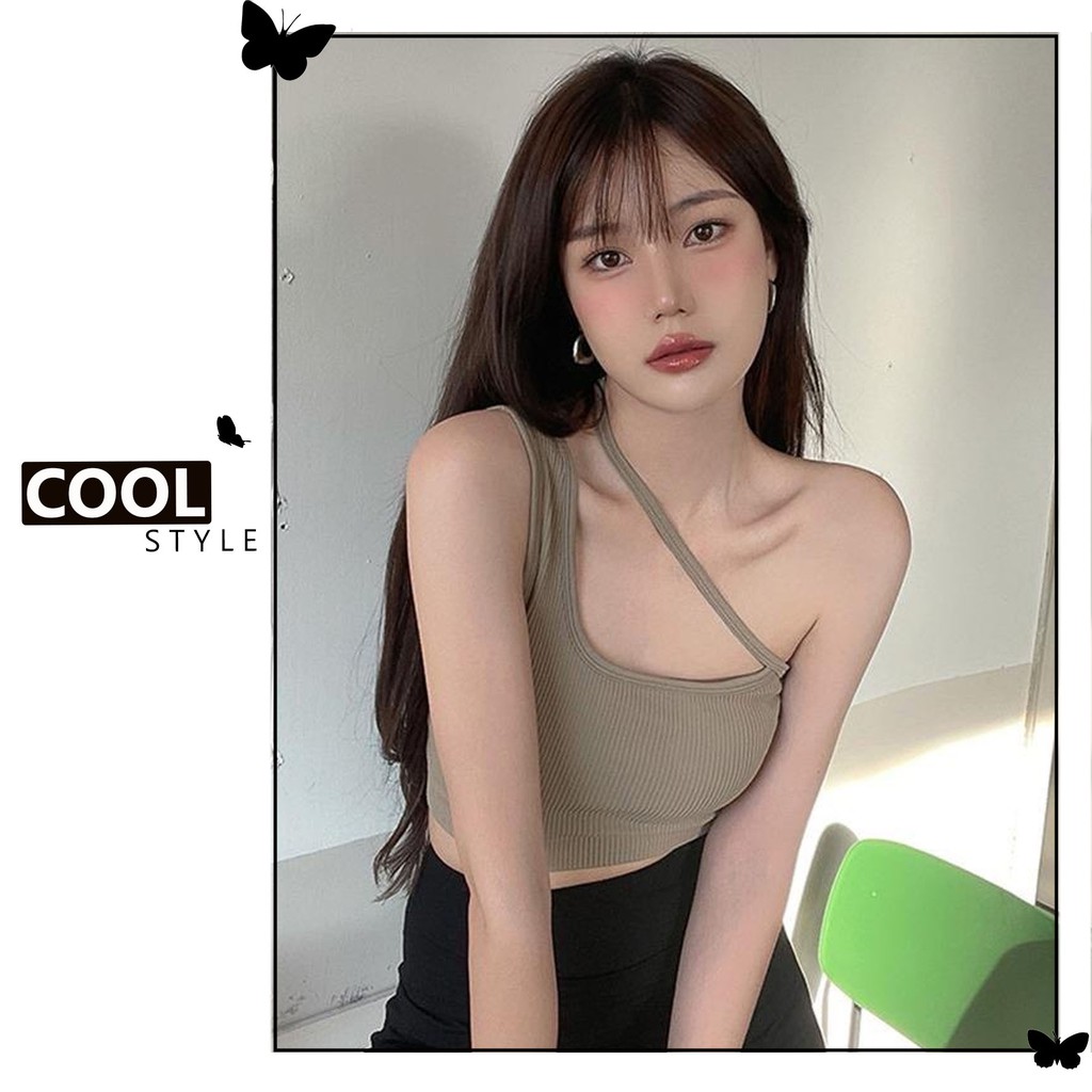 Áo croptop dệt kim lệnh vai cá tính - COOL STYLE