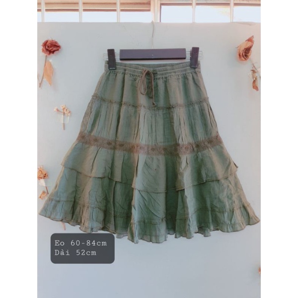 Chân Váy Xô Nhật Màu Rêu