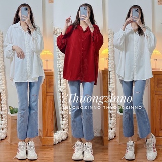 [Ảnh thật/Video]Áo sơ mi lụa TAY BỒNG hàng QUẢNG CHÂU Áo sơ mi form rộng basic