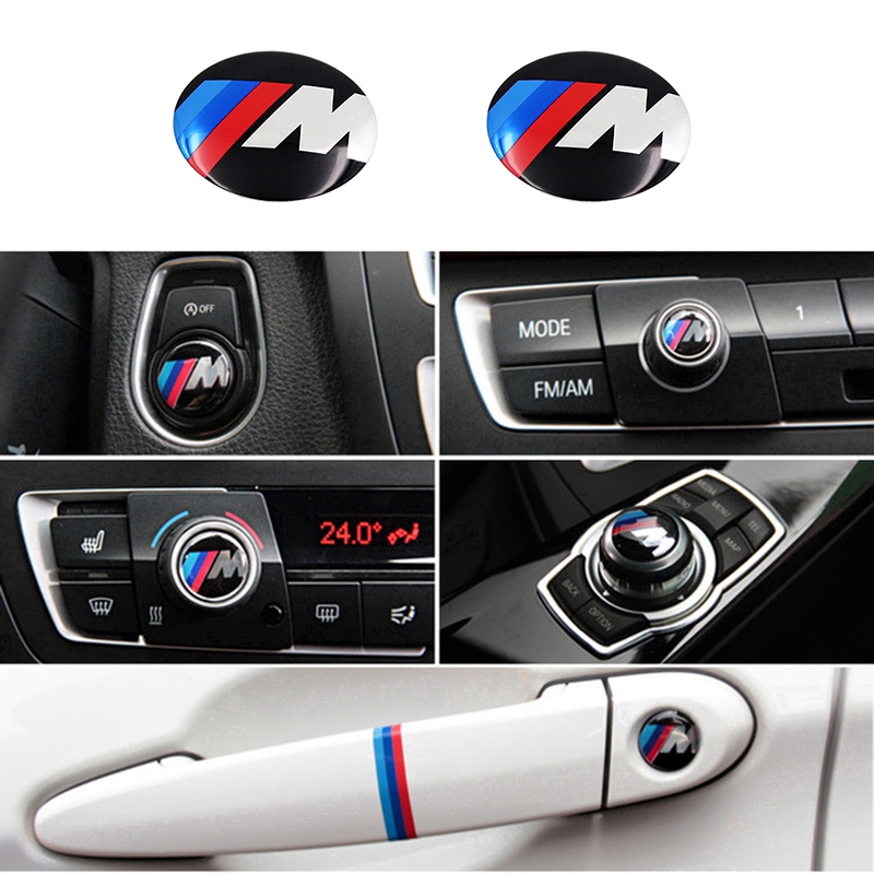 Set 2 nhãn dán nút điều khiển âm thanh 3D đa phương tiện 29mm dành cho BMW X1 X3 X5 X6 3series5 Series 7 Series
