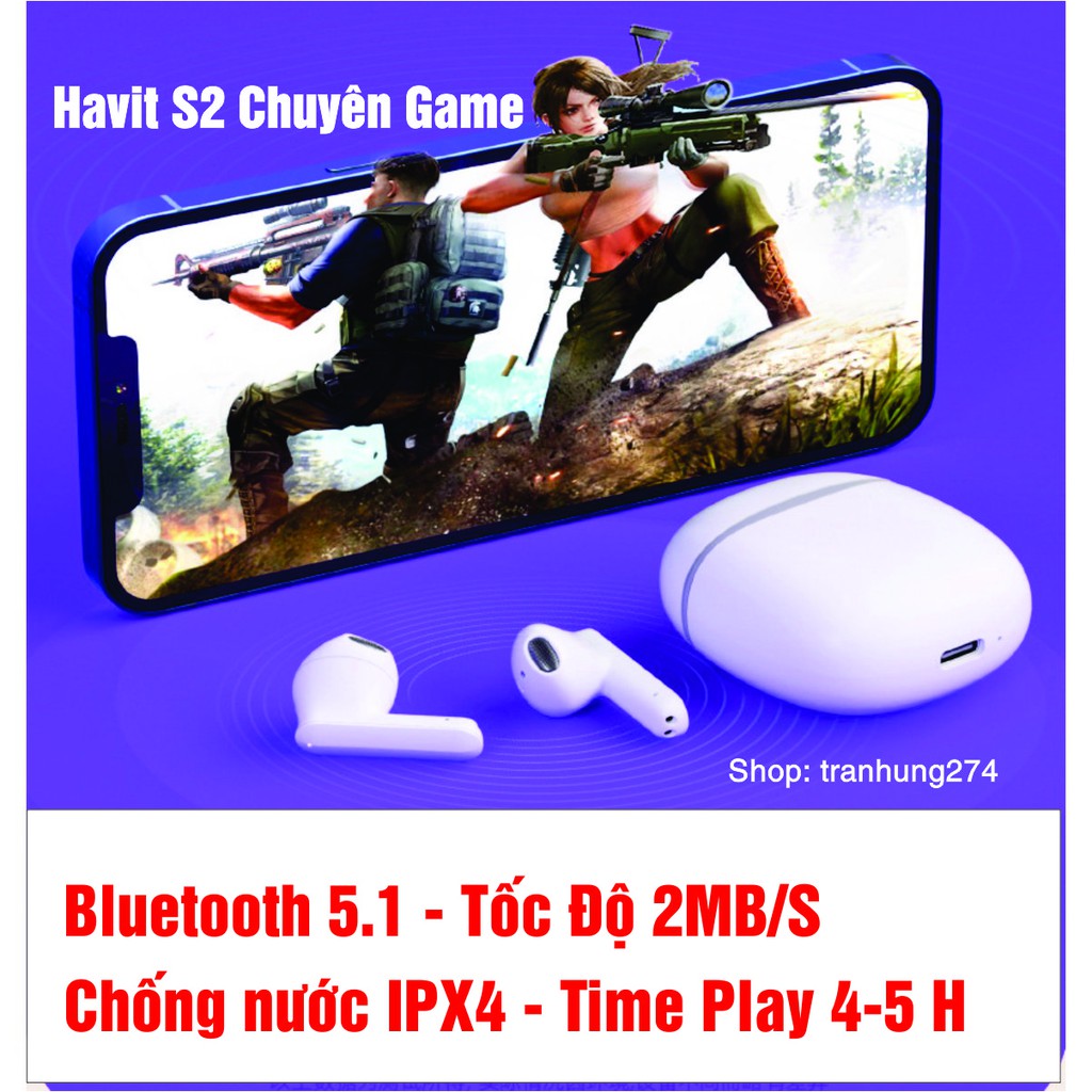 Tai nghe bluetooth Havit S2 chuyên games tốc độ 2MB/s