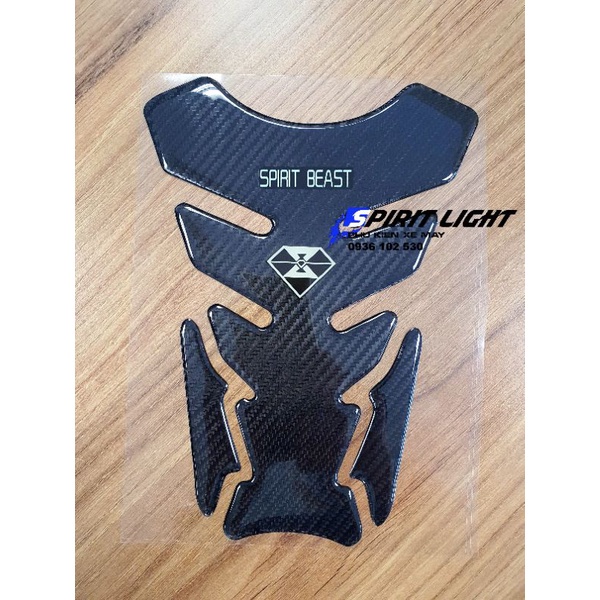 ✆☽▨Tem Decal xương cá vân carbon (cac bon, cat bon) Spirit Beast dán ốp bình xăng mô tô phân khối lớn moto PKL decan hãn