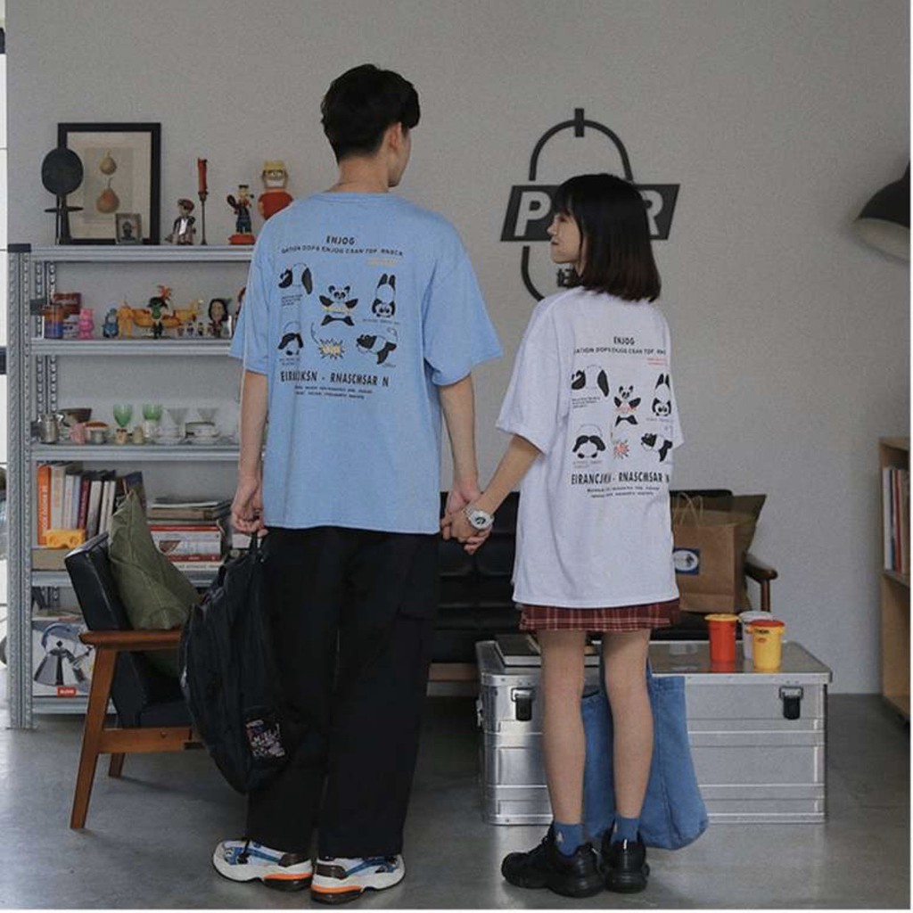 Áo thun tay lỡ Unisex dạng cặp gấu ENJOG