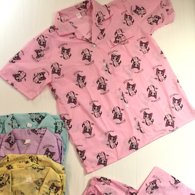 Bộ ngủ Thái 100%,hình mèo đáng yêu.free size.