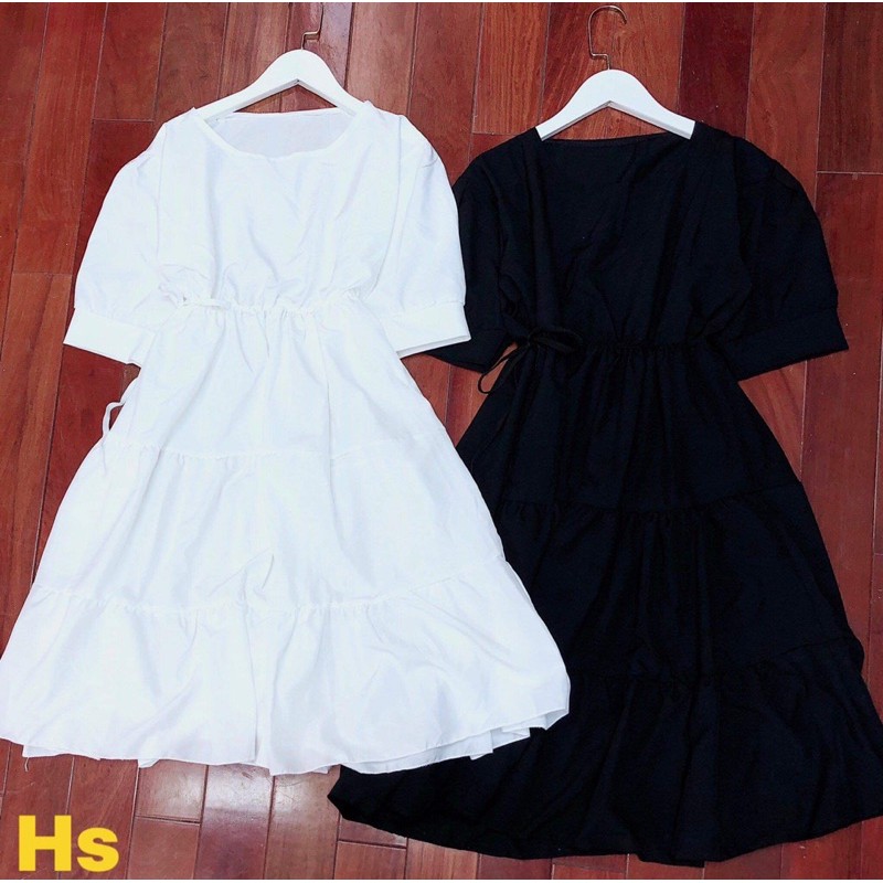 💃Đầm Nữ Tay Lỡ Buộc Eo 3 Tầng Dáng Ngắn 2 Màu | BigBuy360 - bigbuy360.vn