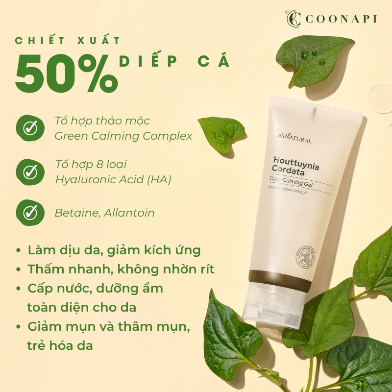 Gel Diếp Cá Cấp Ẩm Và Làm Dịu Da Mụn Nhạy Cảm All Natural Houttuynia Cordata Daily Calming Gel 100ml