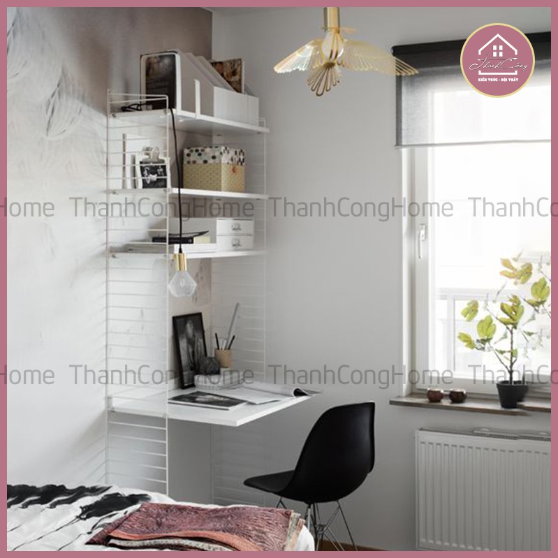 Bộ Bàn Học - Giá Sách Khung Nan Thép Sơn Tĩnh Điện Phong Cách Bắc Âu