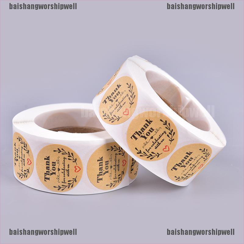 Cuộn 500 nhãn dán họa tiết chữ Thank You độc đáo