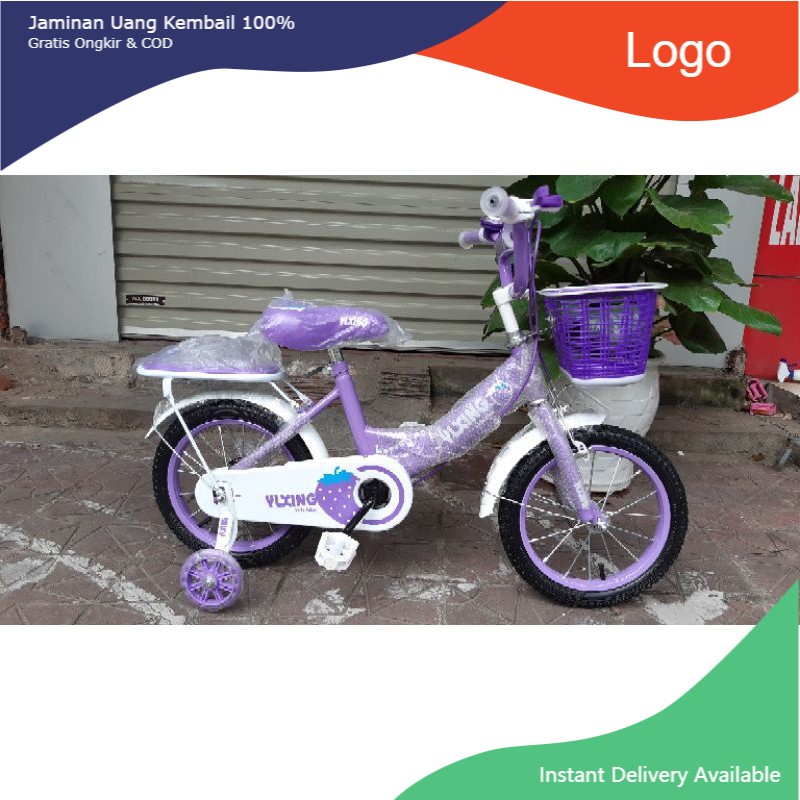 XE ĐẠP MÀU HỒNG, TÍM CHO BÉ GÁI 2.5-7 TUỔI SIZE 12, 14 ,16 INCH