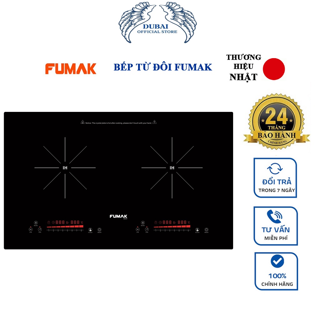 Bếp Từ Đôi Fumak FM-IC2000,Chính Hãng Nhật Bản,Bảo Hành 24 Tháng, Đổi Lỗi Trong Vòng 30 Ngày.