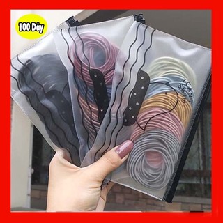combo 100 dây buộc tóc mix 5 màu có túi zip