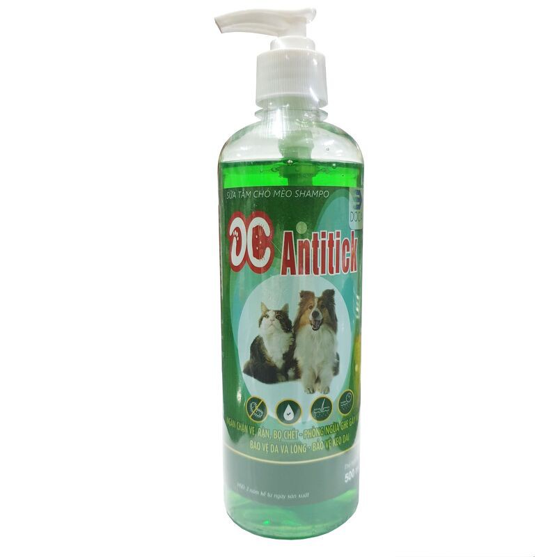 Sữa tắm diệt ve rận, ghẻ, bọ, chét hiệu quả trên cho chó mèo - DC Antitick chai 500ml