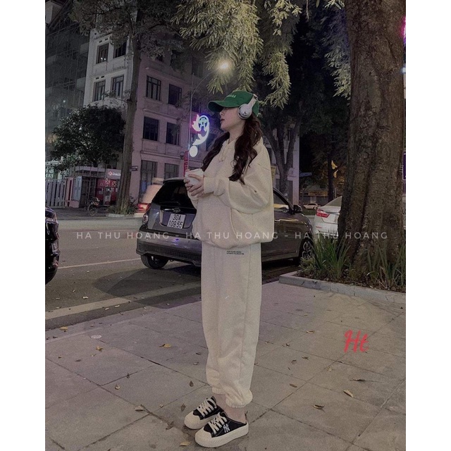 Bộ nỉ nữ cotton hai dòng HT12