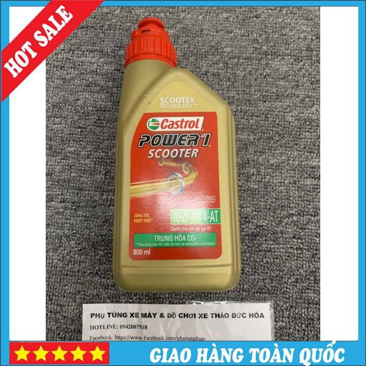 [Hàng Chính Hãng] Dầu Nhớt Xe Tay Ga Castrol Power - 1 Scooter 10w40 0.8 L (800ml)