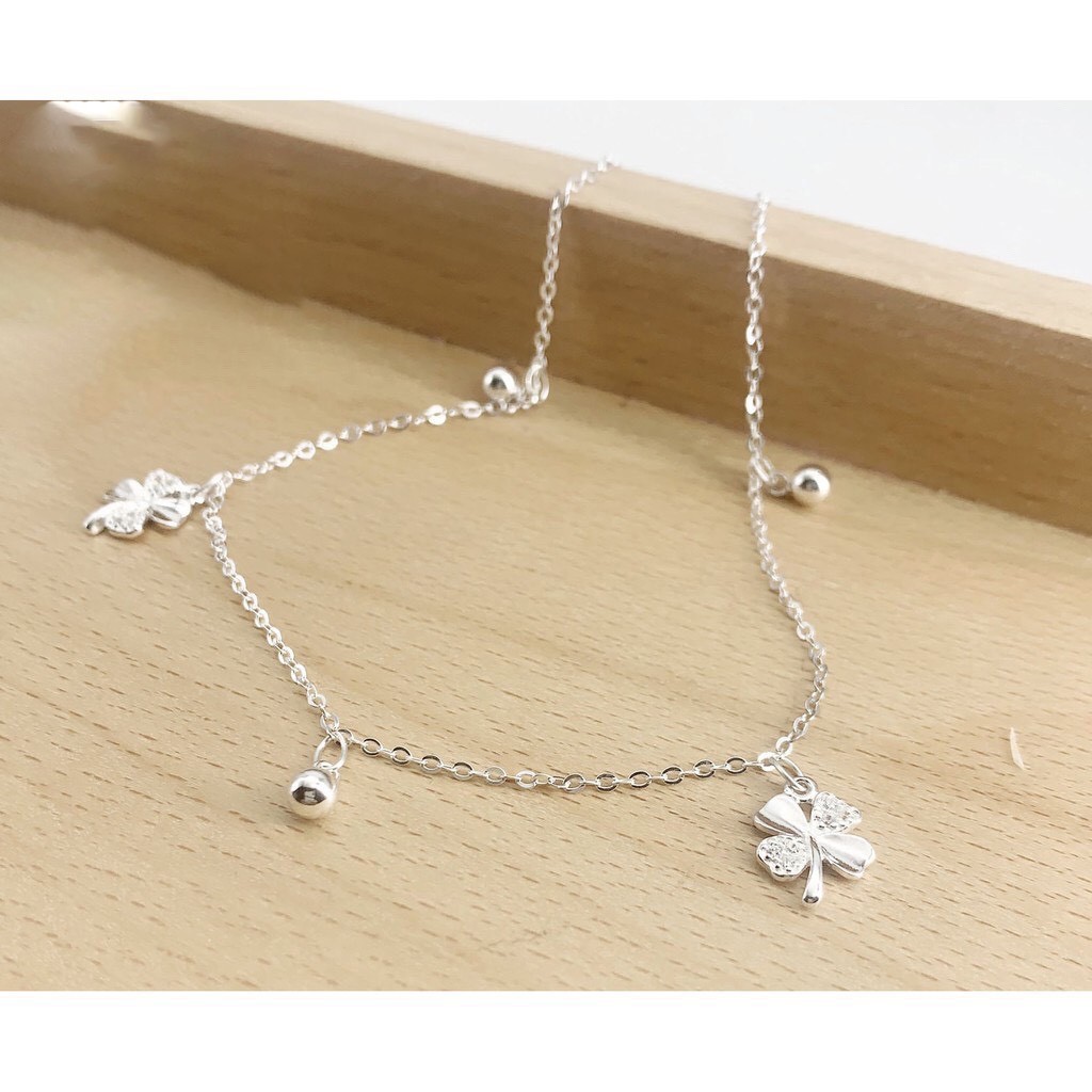 Vòng Tay Bạc, Lắc Tay Bạc Cỏ Bốn Lá May Mẵn Mix Chuông TNC JEWELLERY