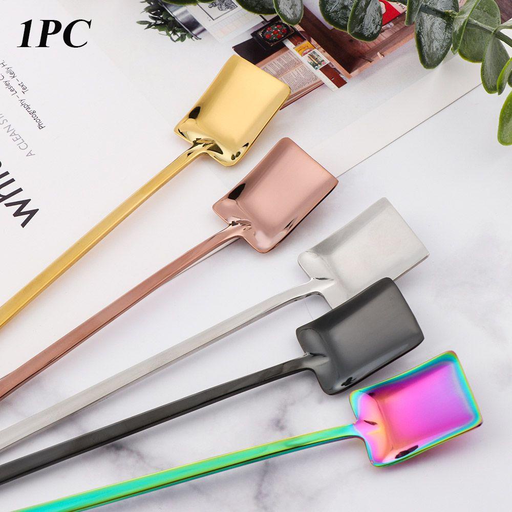LANFY Muỗng Cà Phê Cán Dài Bằng Thép Không Gỉ