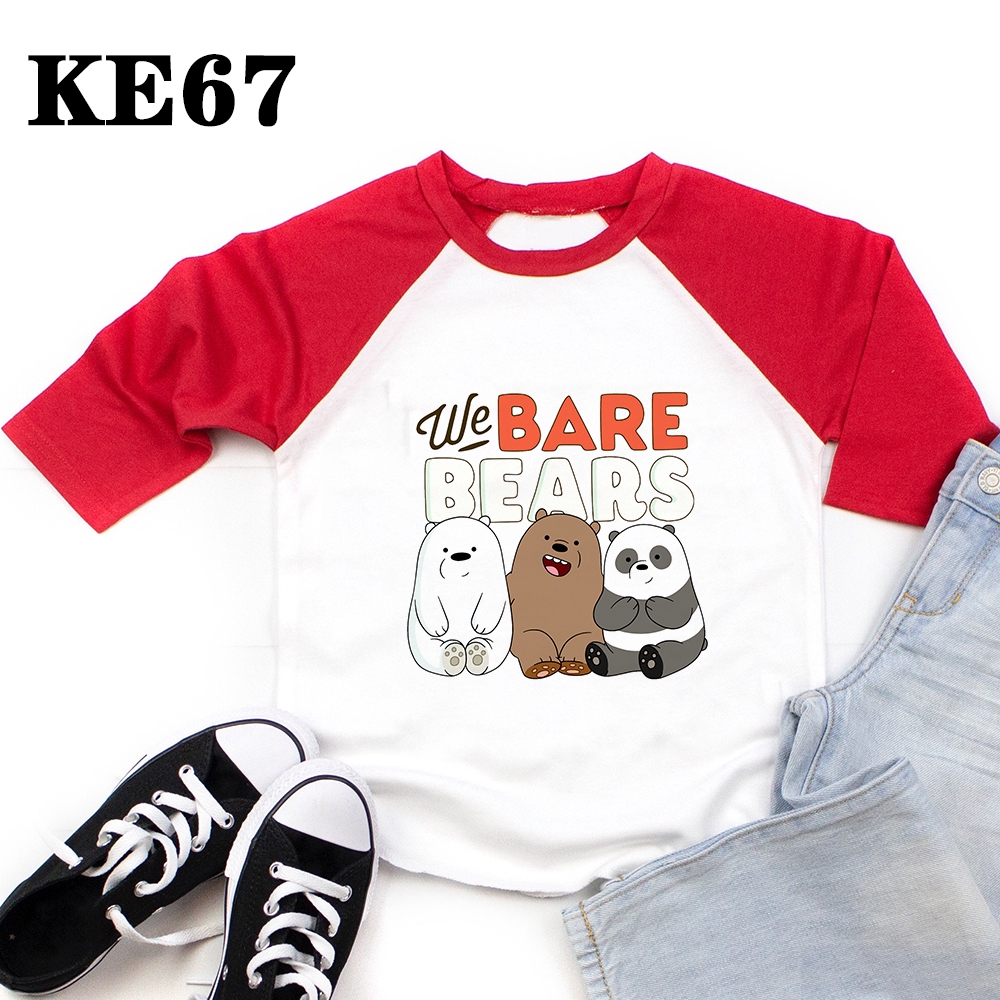 Áo thun tay dài in hình We Bare Bears thời trang dễ thương cho bé gái và bé trai