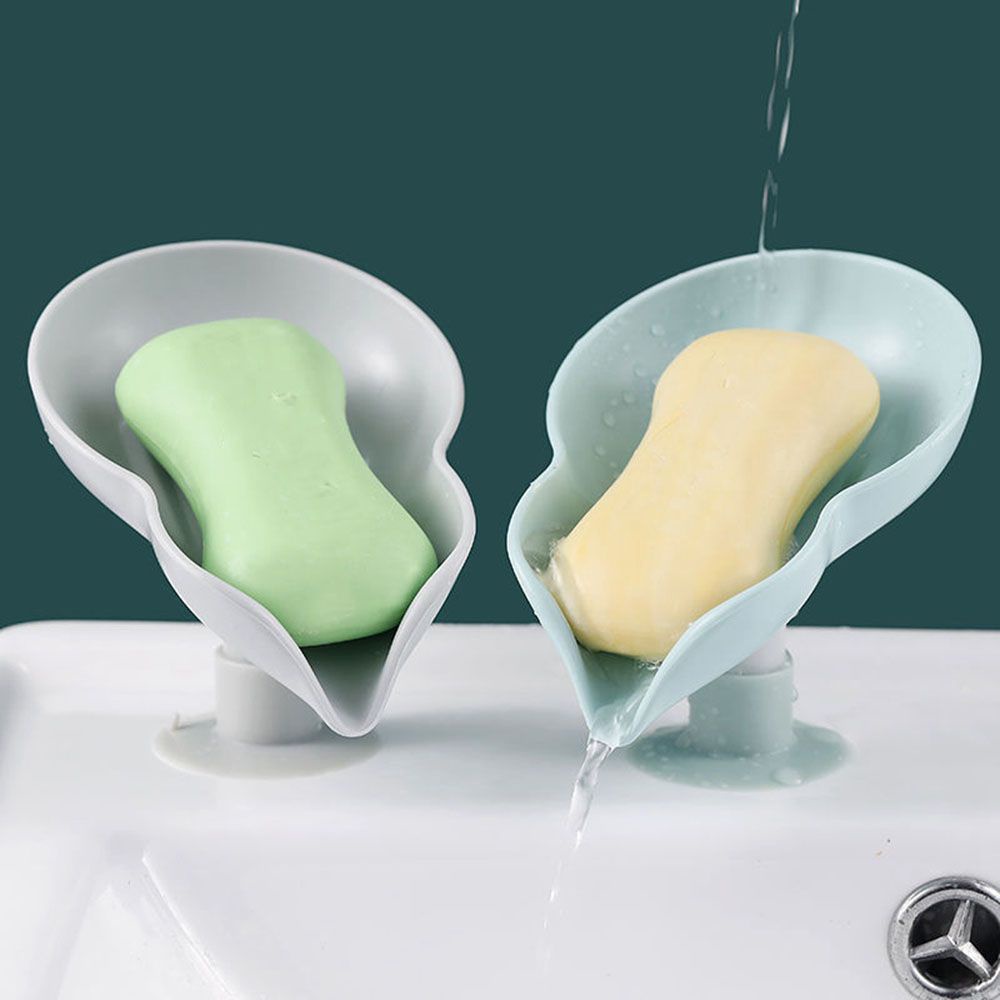 GIOVANNI Leaf-shaped Soap Box Suction Cup Soap Holder Soap Dish Bathroom Accessorie Sponge Storage Plastic Drain Shower Soap Bathroom Kitchen Drain Rack/Multicolor