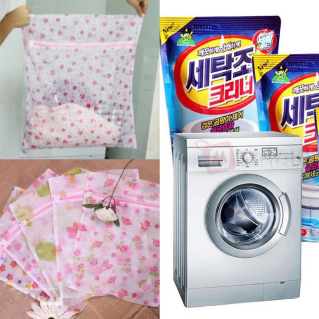 Combo 39k / 1 túi giặt + 1 gói tẩy lồng máy giặt HQ
