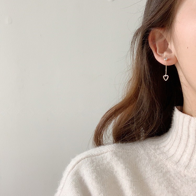 Khuyên tai mặt trái tim đính đá thời trang xinh xắn cho nữ A405