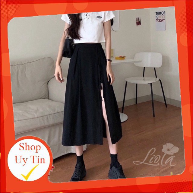 Hàng nhập khẩu Chân váy dài đen xẻ tà cá tính _ chân váy đen xoè cá tính phong cách bohee sản phẩm t
