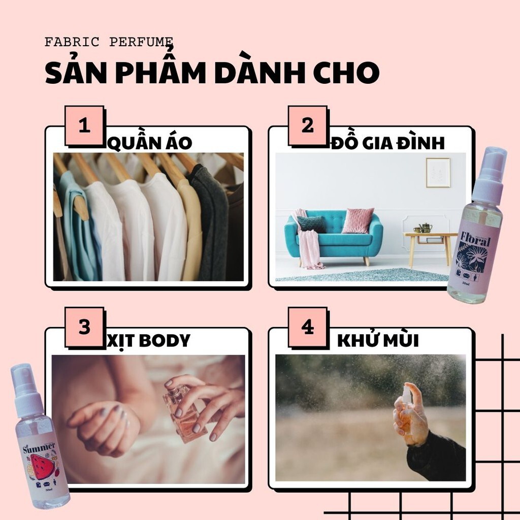 Xịt Thơm Body Mist quần áo Fabric Perfume - Mùi nước hoa Nam/Unisex 50ml