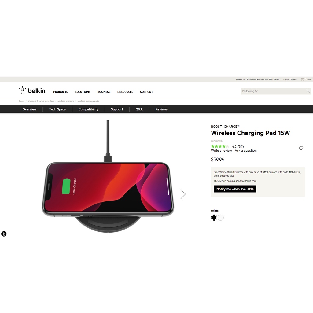 Sạc Không Dây Belkin BOOST↑CHARGE™ Wireless Charging Pad 15W - Hàng Chính Hãng - Bảo Hành 12 Tháng