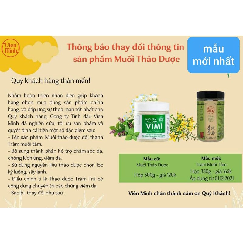 Muối tắm thảo dược VIMI ( Viên Minh) CHÍNH HÃNG 500g