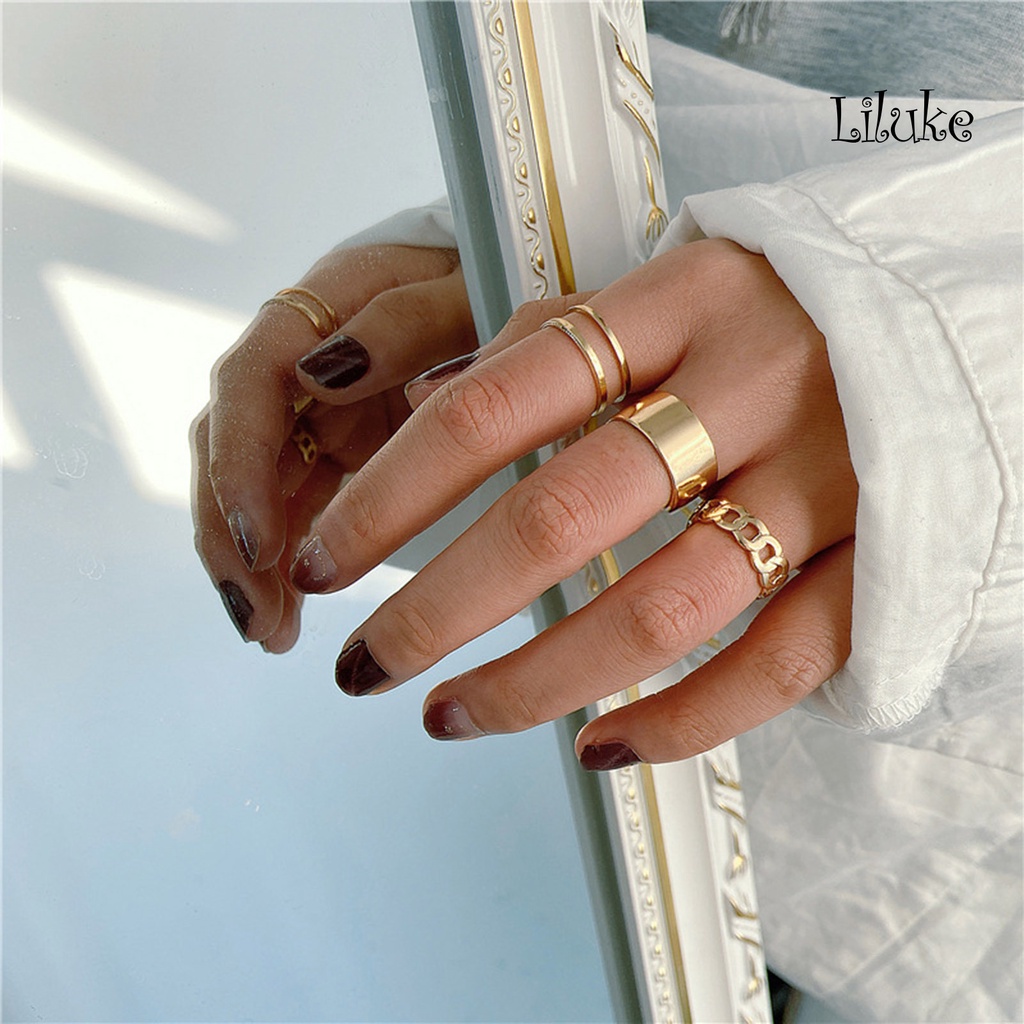 Bộ 3 Nhẫn Hợp Kim Có Thể Điều Chỉnh Phong Cách Retro