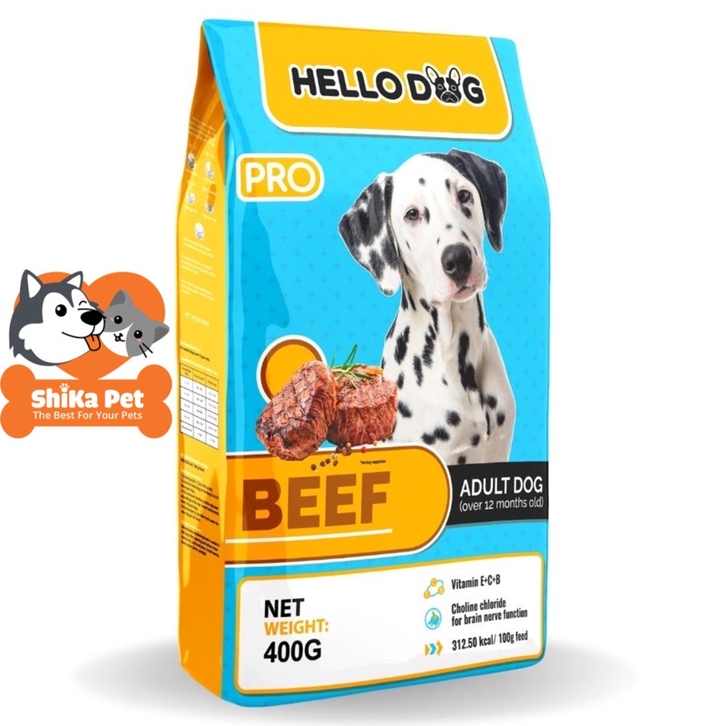 Thức Ăn Hạt Cho Chó Trưởng Thành Vị Thịt Bò Hello Dog 400g