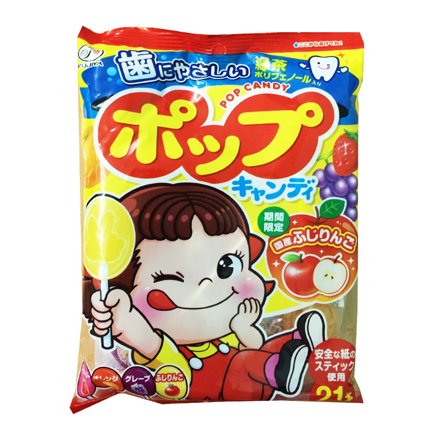 Kẹo mút chống sâu răng hình bé gái Fujiya Pop 122g 21 cái Nhật Bản