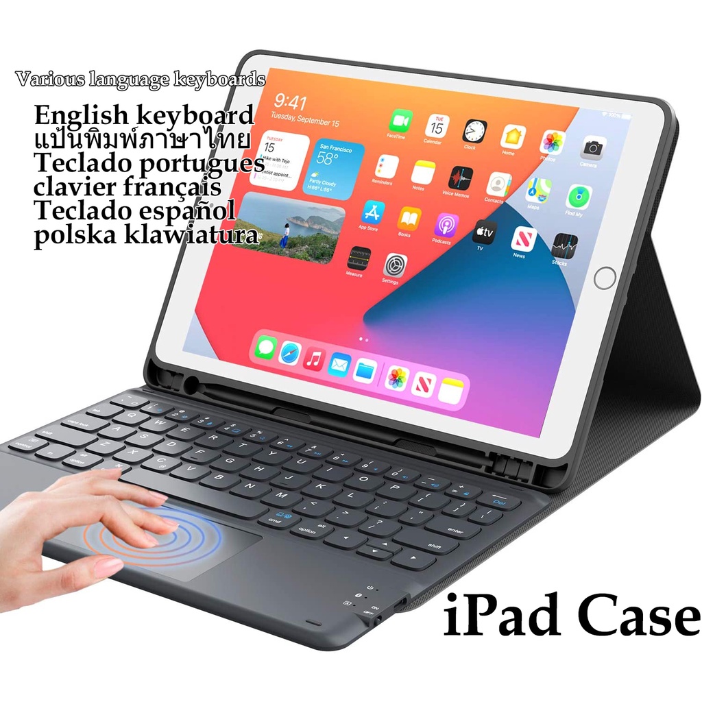 Bàn Phím Có Thể Tháo Rời Không Dây Thông Minh Cho iPad Thế Hệ 9 8th/7th Gen 10.2 Inch