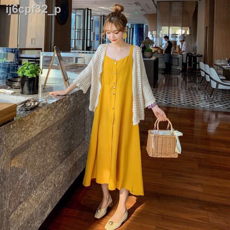 Maternity wear summer nursing clothes mid-length 2020 new sling dress spring two-piece suit | BigBuy360 - bigbuy360.vn