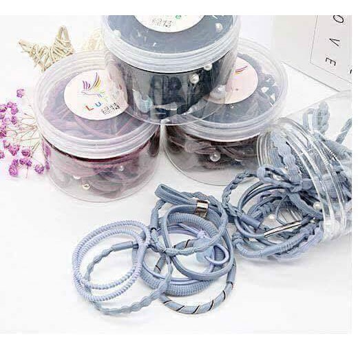 Sét 12 Dây Buộc Tóc Hàn Quốc Siêu Xinh Kèm Hộp Đựng