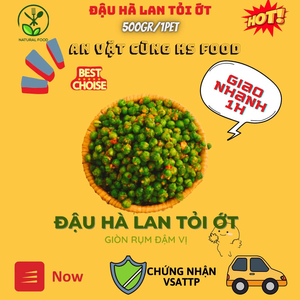 ĐẬU HÀ LAN RANG TỎI ỚT 500gr [FREESHIP đơn hàng 300k hỏa tốc TPHCM 1h]