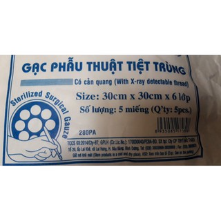Gạc Bảo Thạch 30x30 6 lớp ( gói 5 miếng)