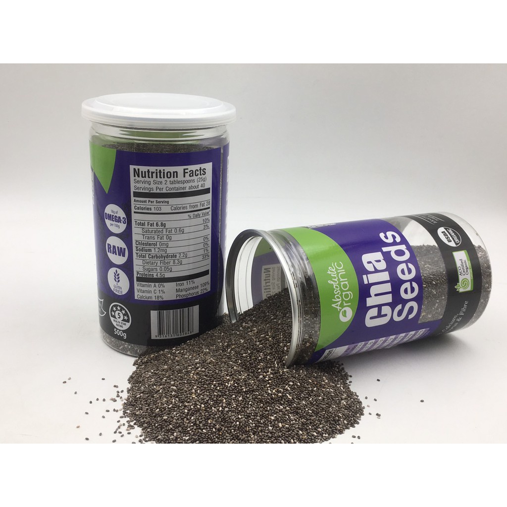 Hạt chia Organic Chia Seeds. Hộp có khối lượng 500g cao cấp (Loại đặc biệt)