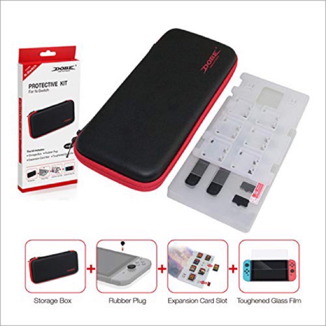 (nintendo switch)kit :túi đựng, dán màn , lọc bụi, hộp đựng Nintendo Switch hãng Dobe dobe