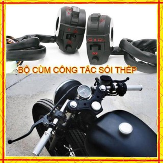 BỘ CÙM CÔNG TẮC SÓI 💎Bộ cùm công tắc Wolf thép sơn tĩnh điện độ xe classic, win , 67 ..cafe racer