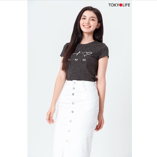 Áo T-Shirt Nữ TOKYOLIFE cổ tròn ngắn tay I9TSH522I