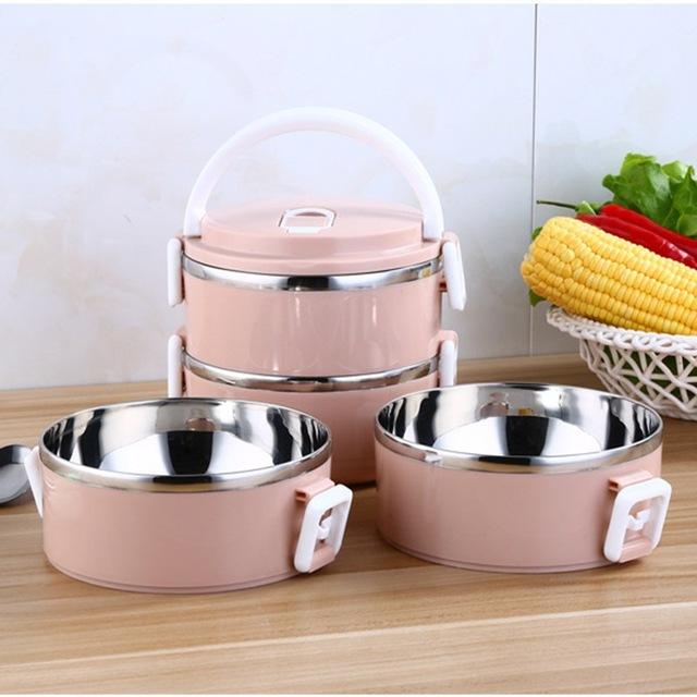 Hộp cơm giữ nhiệt 2 tầng lõi inox khóa gài tiện dụng