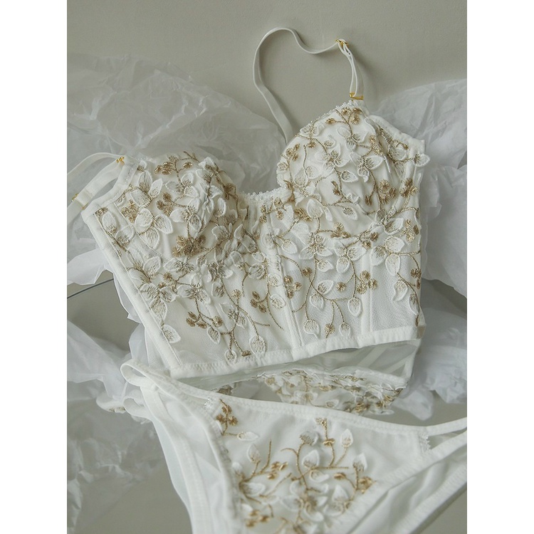 Set bra ren có đệm ngực phong cách lãng mạn (SP412)_sẵn hàng_freeship