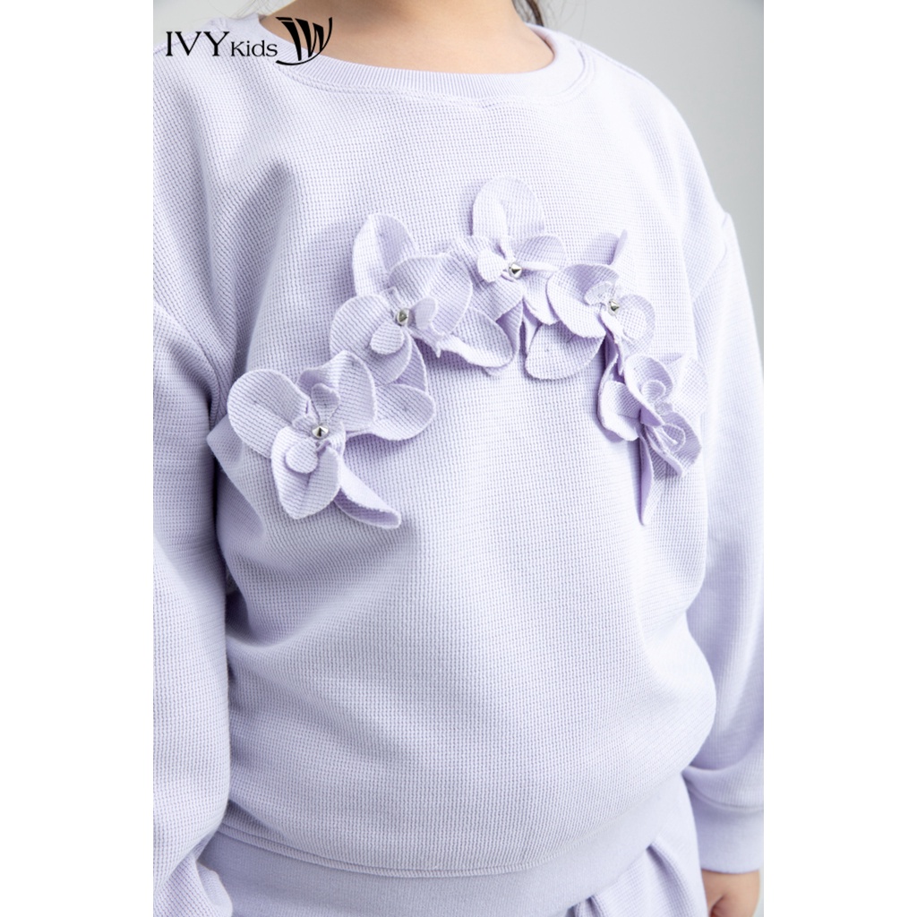 Áo thun đính hoa nổi bé gái IVY moda MS 58G1074